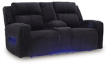 Forest Lake Black Power Reclining Loveseat with Console by Ashley at Eve Furniture