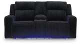 Forest Lake Black Power Reclining Loveseat with Console by Ashley at Eve Furniture
