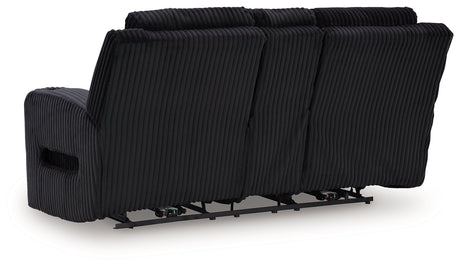 Forest Lake Black Power Reclining Loveseat with Console by Ashley at Eve Furniture