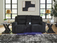 Forest Lake Black Power Reclining Loveseat with Console by Ashley at Eve Furniture
