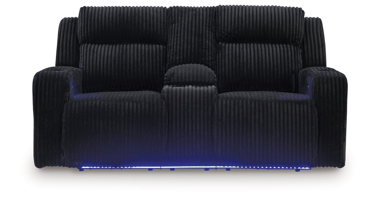 Forest Lake Black Power Reclining Sofa and Loveseat by Ashley at Eve Furniture