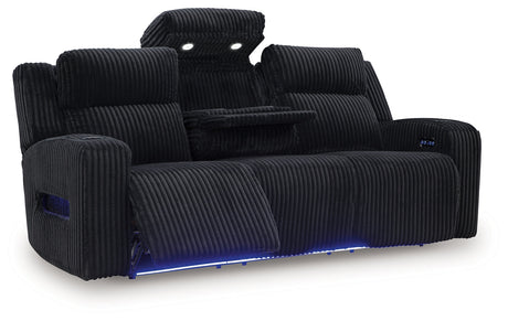 Forest Lake Black Dual Power Reclining Sofa by Ashley at Eve Furniture