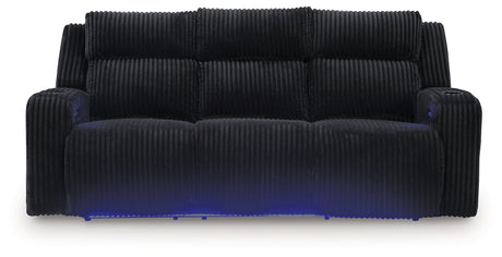 Forest Lake Black Dual Power Reclining Sofa by Ashley at Eve Furniture