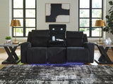 Forest Lake Black Dual Power Reclining Sofa by Ashley at Eve Furniture