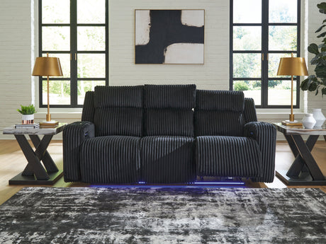 Forest Lake Black Dual Power Reclining Sofa by Ashley at Eve Furniture