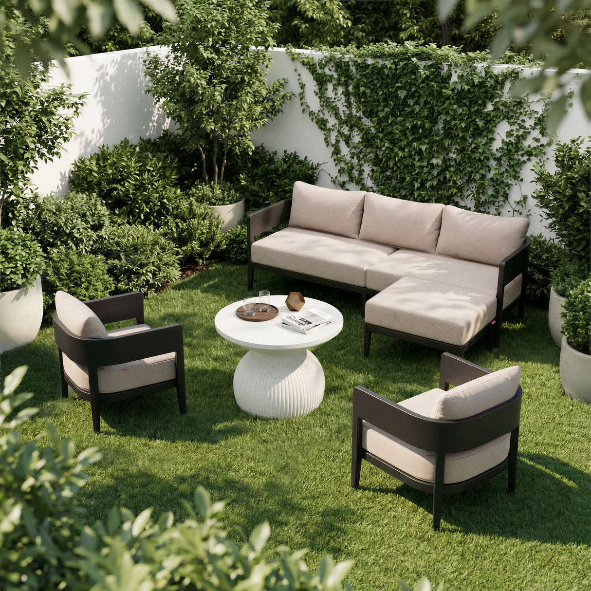 Foret Black Outdoor Ottoman by Zuomod at Eve Furniture