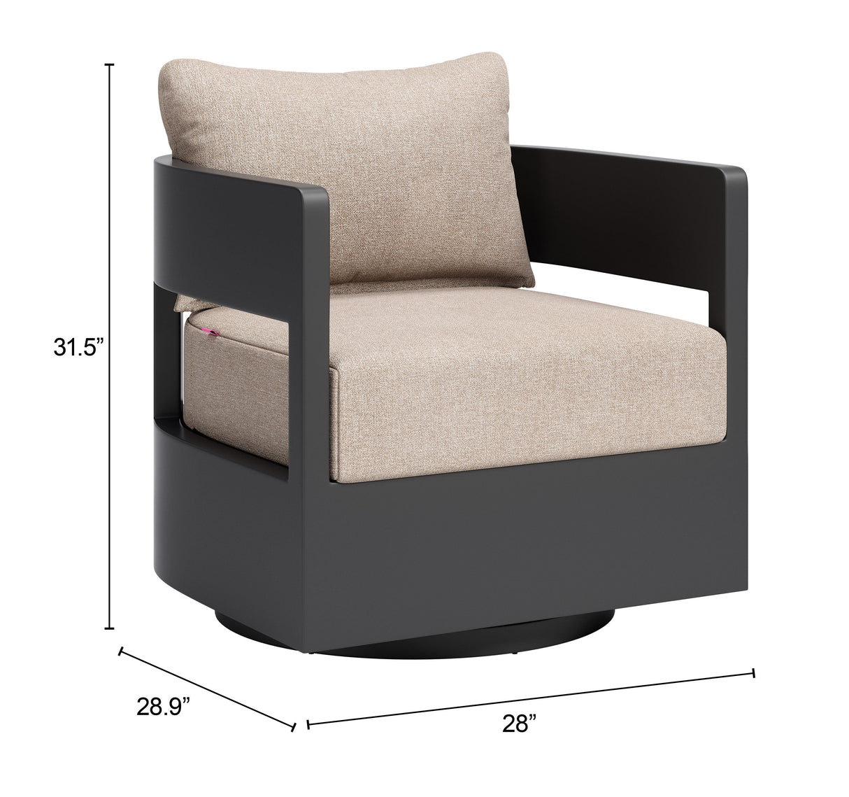 Foret Black Outdoor Swivel Chair by Zuomod at Eve Furniture
