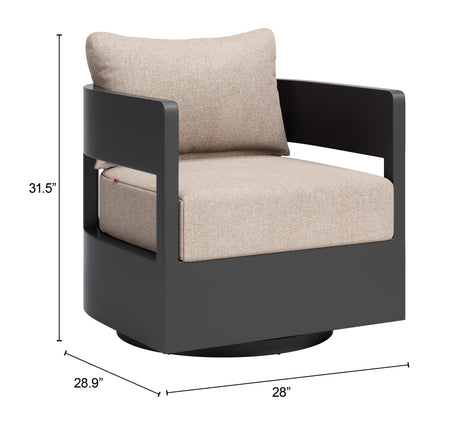 Foret Black Outdoor Swivel Chair by Zuomod at Eve Furniture