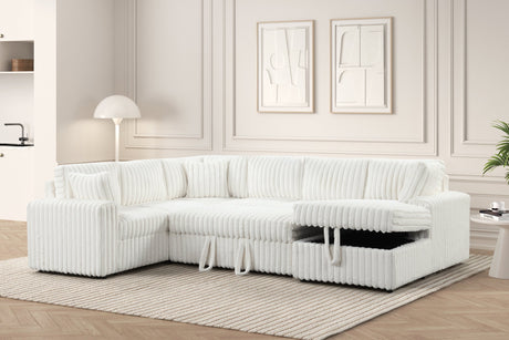 Forever Beige Sectional With Pull-Out Bed by Happy Homes at Eve Furniture