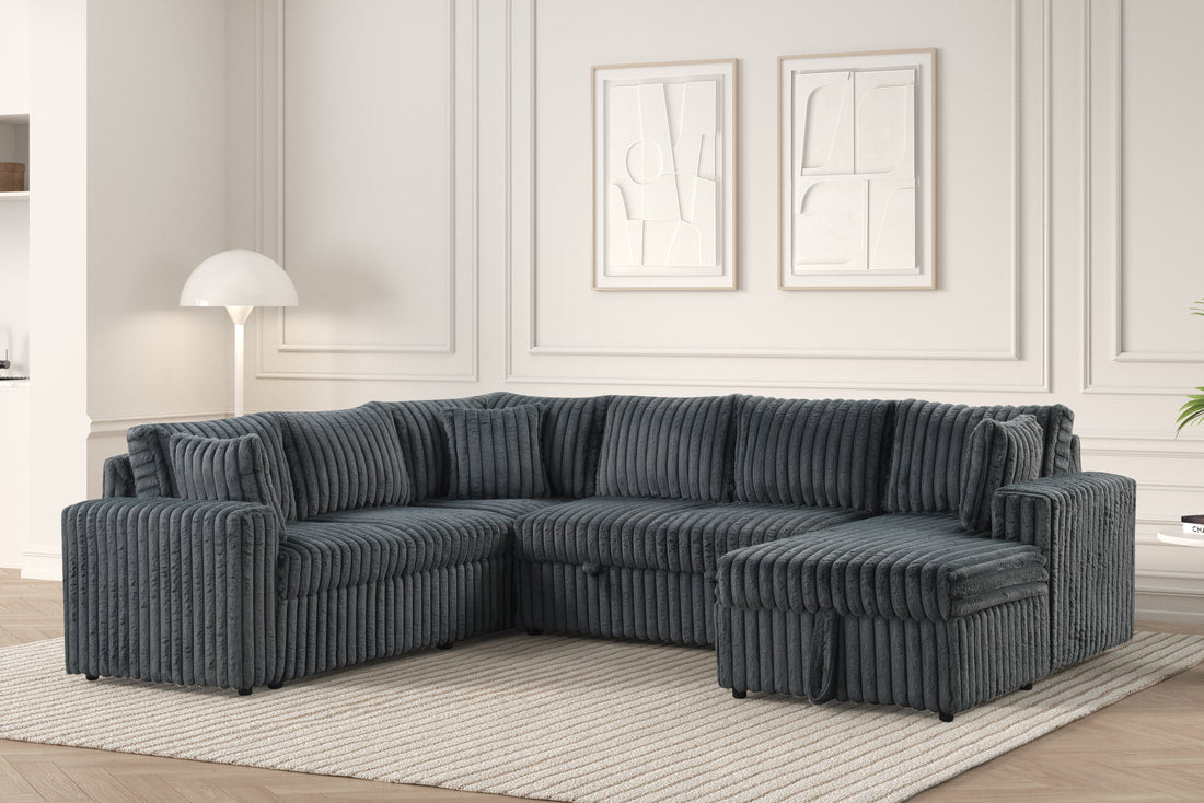 Forever Charcoal Sectional With Pull-Out Bed by Happy Homes at Eve Furniture