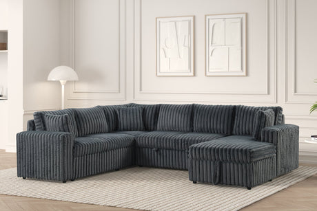 Forever Charcoal Sectional With Pull-Out Bed by Happy Homes at Eve Furniture