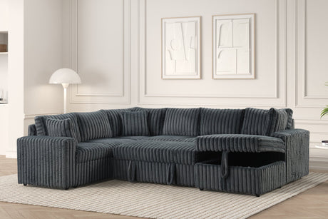 Forever Charcoal Sectional With Pull-Out Bed by Happy Homes at Eve Furniture