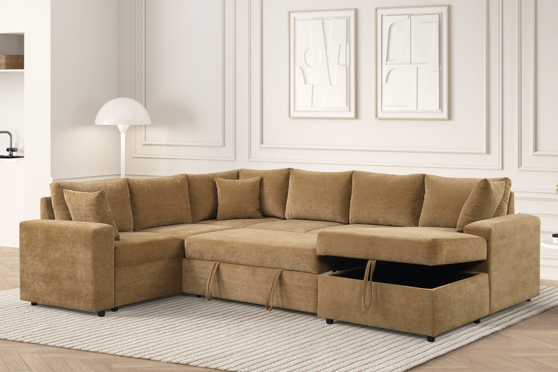Forever2 Latte Sectional With Pull-Out Bed by Happy Homes at Eve Furniture
