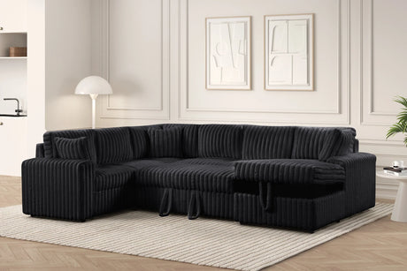 Forever Black Sectional With Pull-Out Bed by Happy Homes at Eve Furniture