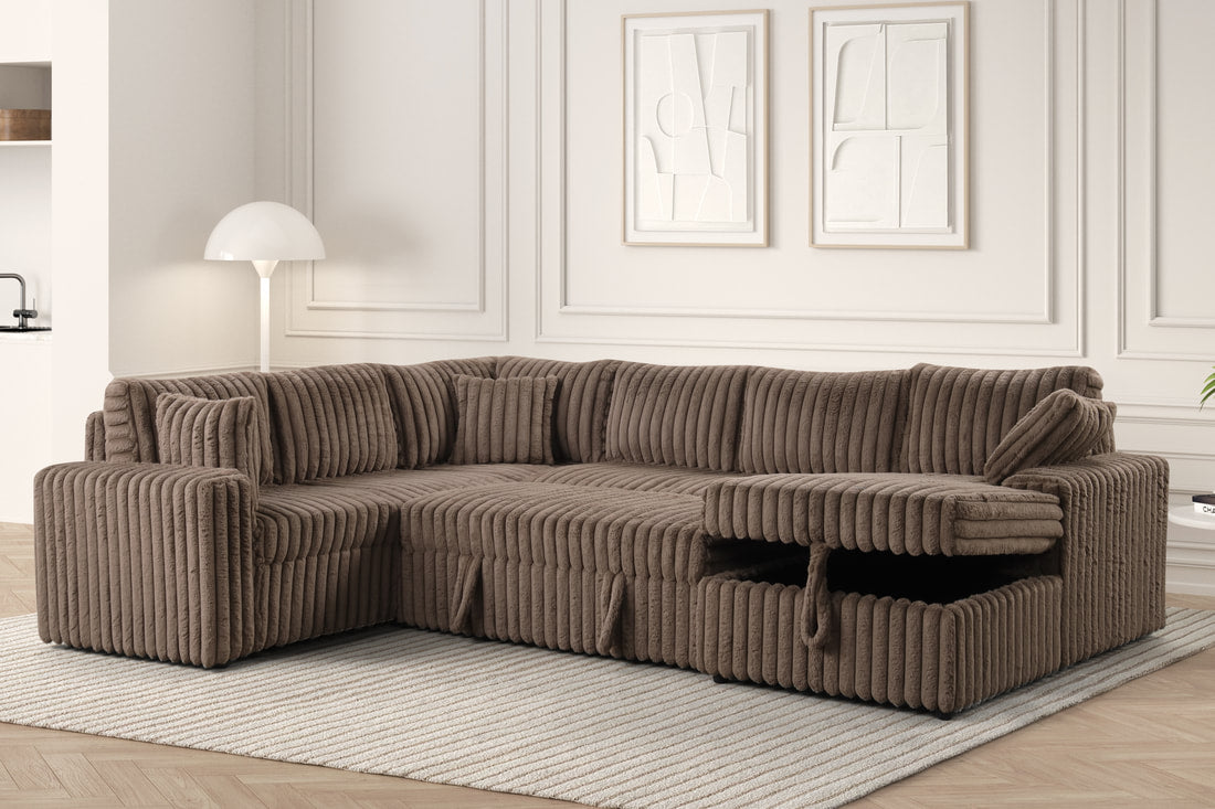 Forever Mocha Sectional With Pull-Out Bed by Happy Homes at Eve Furniture