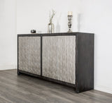 Forger Weathered Black/Silver 4-Door Cabinet by Furniture of America at Eve Furniture