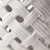 Forillon I Short White Glazed Lattice Pattern Vase by Mercana at Eve Furniture