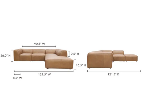 Form Classic L-Shaped Modular Sectional Sonoran Tan Leather by Moe's Home at Eve Furniture