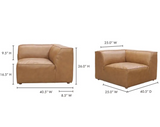 Form Corner Chair Sonoran Tan Leather by Moe's Home at Eve Furniture