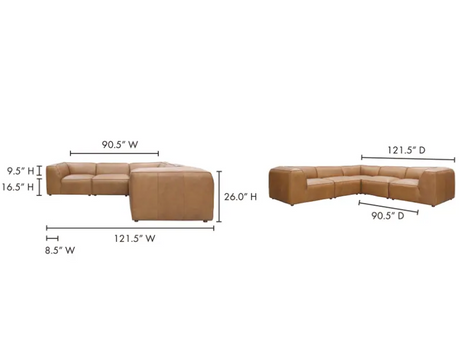 Form Dream Modular Sectional Sonoran Tan Leather by Moe's Home at Eve Furniture