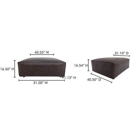 Form Espresso Brown Leather Ottoman by MOES at Eve Furniture