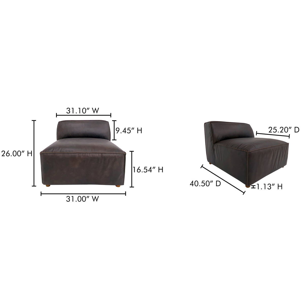Form Espresso Brown Leather Slipper Chair by MOES at Eve Furniture