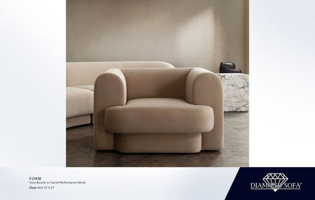 Form Ivory & Camel Boucle Fabric Arm Chair by Diamond Sofa at Eve Furniture