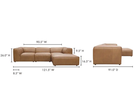 Form Lounge Modular Sectional Sonoran Tan Leather by Moe's Home at Eve Furniture