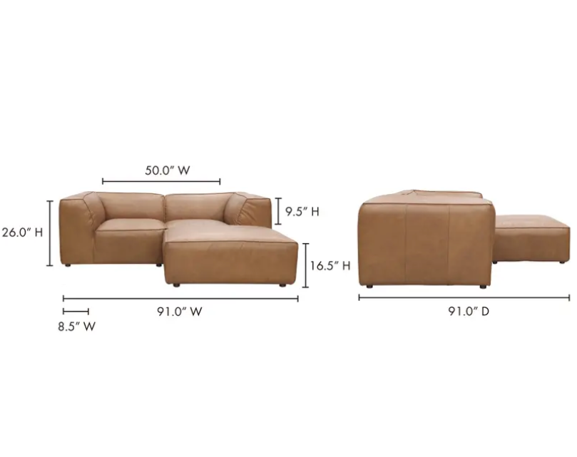 Form Nook Modular Sectional Sonoran Tan Leather by Moe's Home at Eve Furniture