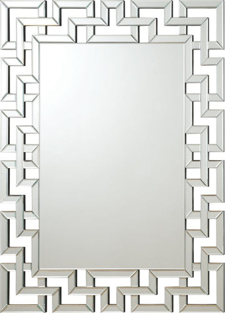 Forman Silver Interlocking Greek Frameless Wall Mirror by Coaster at Eve Furniture