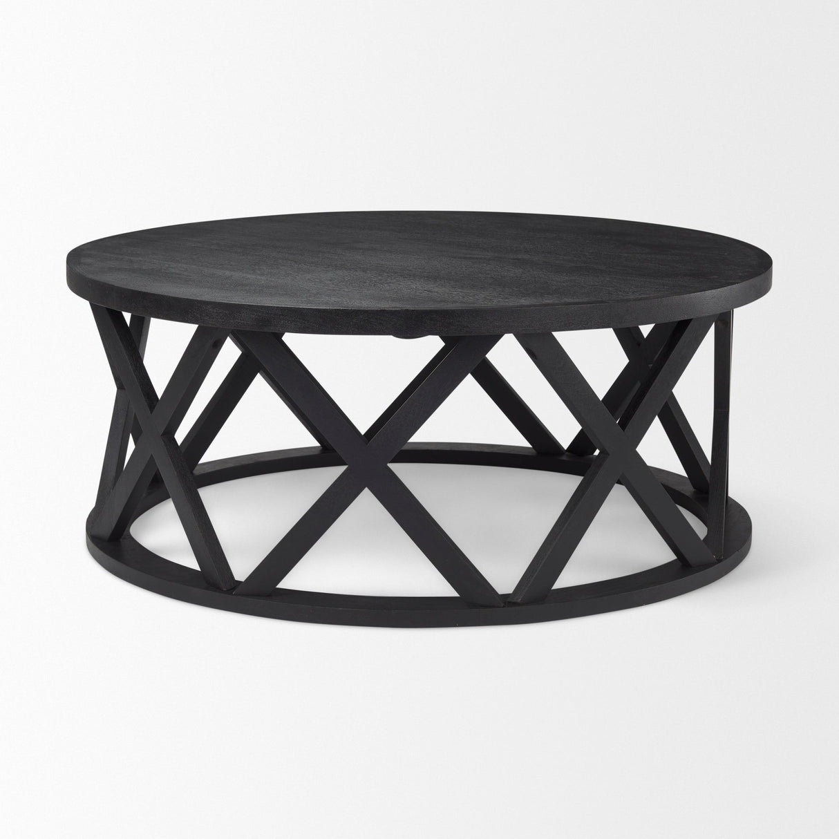 Forsey Black Solid Wood Round Coffee Table by Mercana at Eve Furniture