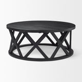 Forsey Black Solid Wood Round Coffee Table by Mercana at Eve Furniture