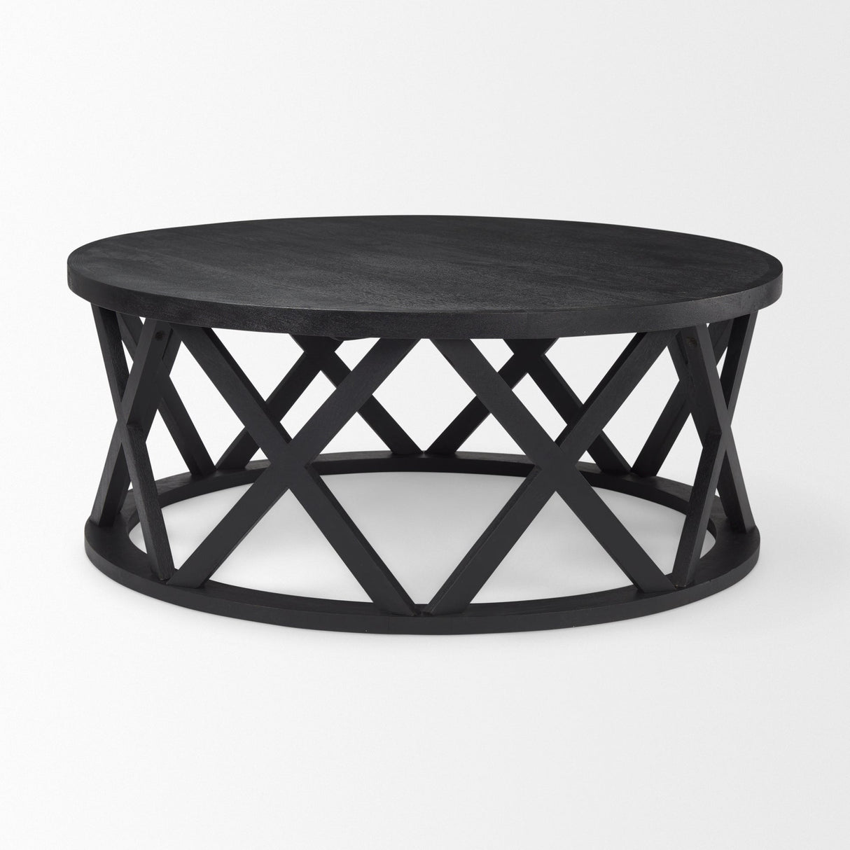 Forsey Black Solid Wood Round Coffee Table by Mercana at Eve Furniture