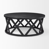 Forsey Black Solid Wood Round Coffee Table by Mercana at Eve Furniture