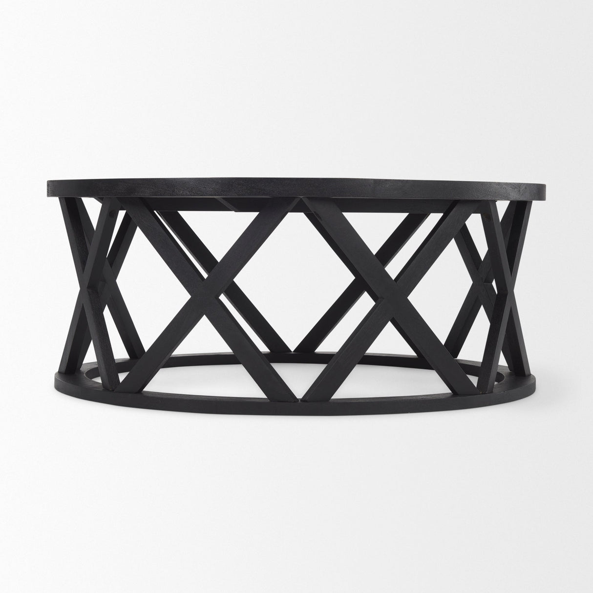 Forsey Black Solid Wood Round Coffee Table by Mercana at Eve Furniture