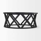 Forsey Black Solid Wood Round Coffee Table by Mercana at Eve Furniture