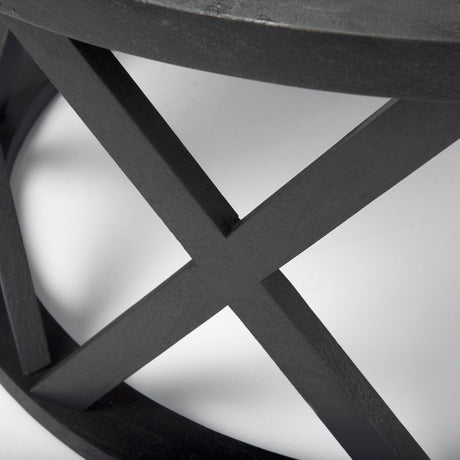 Forsey Black Solid Wood Round Coffee Table by Mercana at Eve Furniture