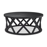 Forsey Black Solid Wood Round Coffee Table by Mercana at Eve Furniture