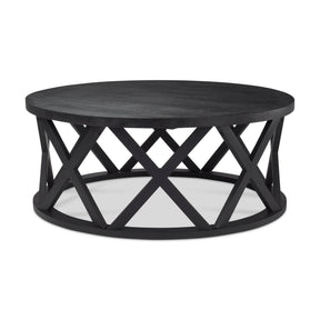 Forsey Black Solid Wood Round Coffee Table by Mercana at Eve Furniture