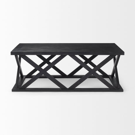 Forsey Black Wood Rectangular Coffee Table by Mercana at Eve Furniture