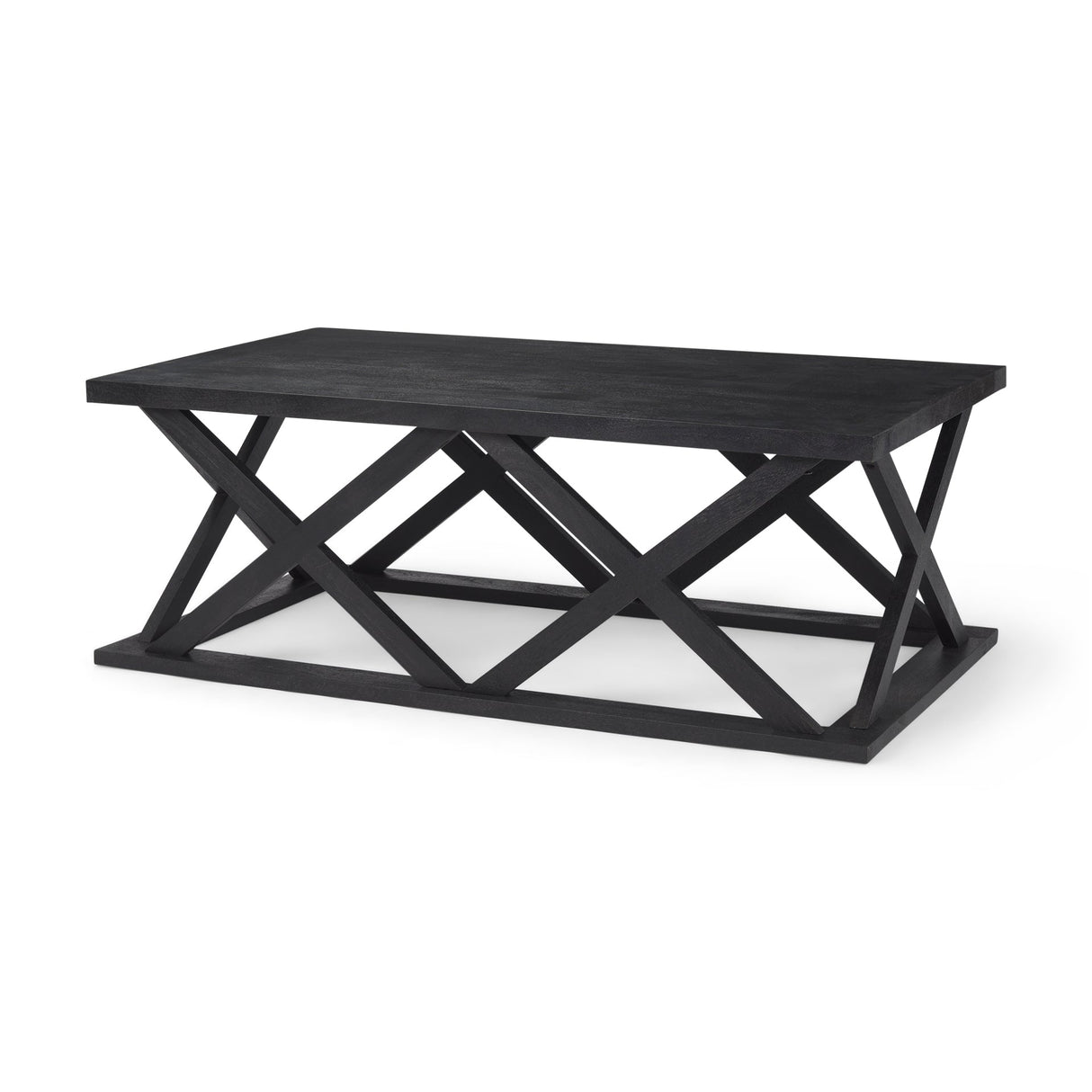 Forsey Black Wood Rectangular Coffee Table by Mercana at Eve Furniture