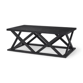 Forsey Black Wood Rectangular Coffee Table by Mercana at Eve Furniture