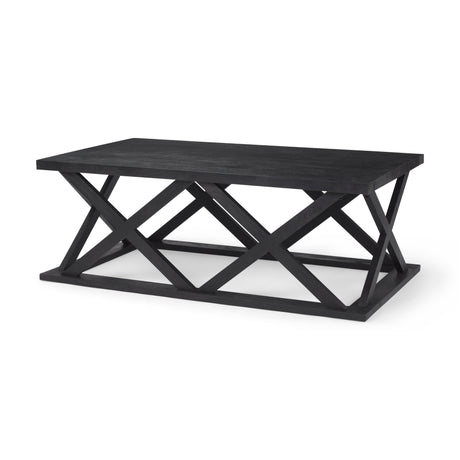 Forsey Black Wood Rectangular Coffee Table by Mercana at Eve Furniture