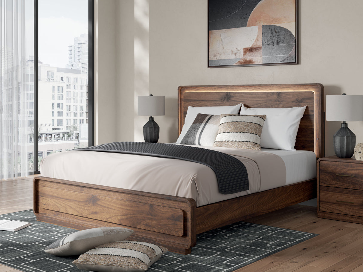 Fortlorn Walnut Brown California King Panel Bed by Ashley at Eve Furniture