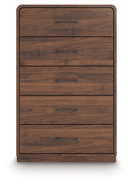 Fortlorn Walnut Brown Chest of Drawers by Ashley at Eve Furniture