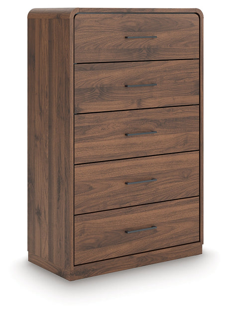 Fortlorn Walnut Brown Chest of Drawers by Ashley at Eve Furniture