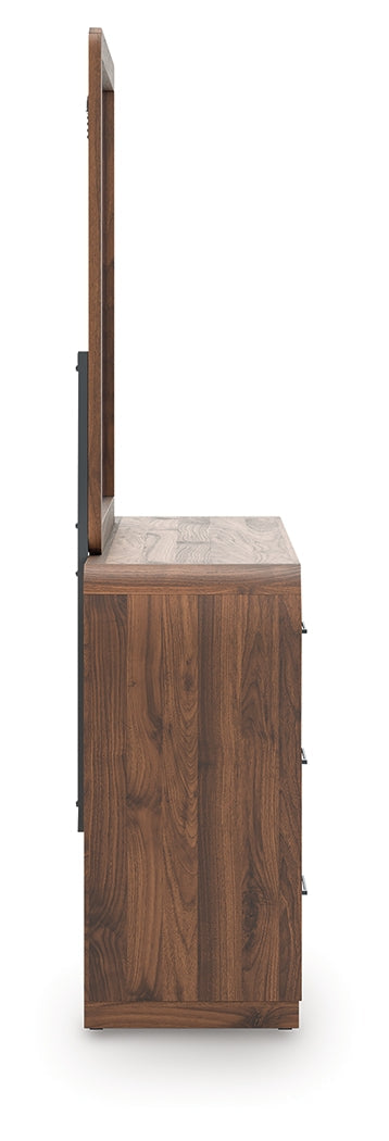 Fortlorn Walnut Brown Dresser and Mirror by Ashley at Eve Furniture