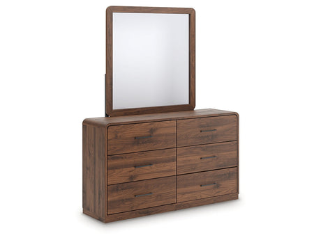 Fortlorn Walnut Brown Dresser and Mirror by Ashley at Eve Furniture