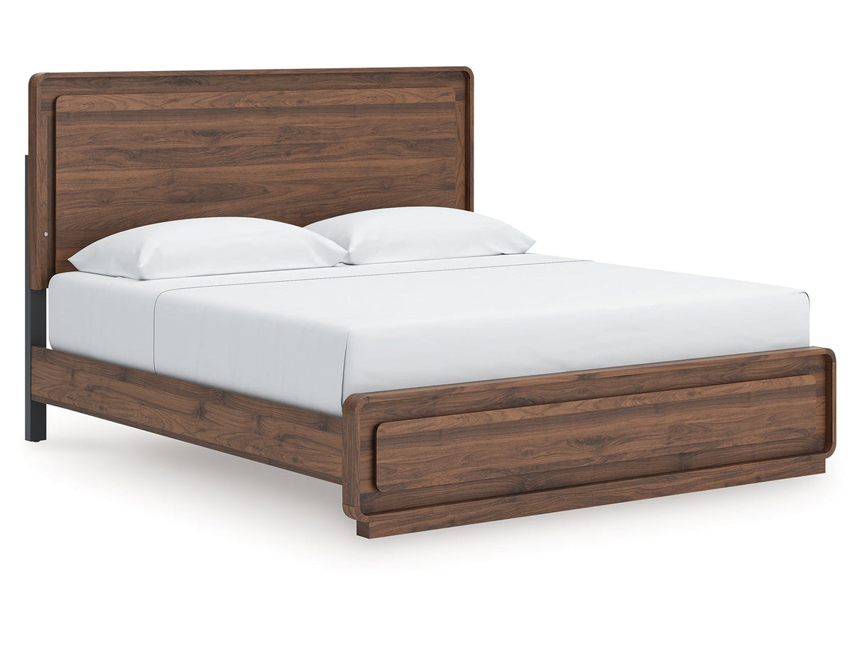 Fortlorn Walnut Brown King Panel Bed by Ashley at Eve Furniture