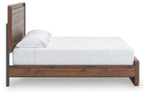 Fortlorn Walnut Brown King Panel Bed, Dresser and Nightstand by Ashley at Eve Furniture